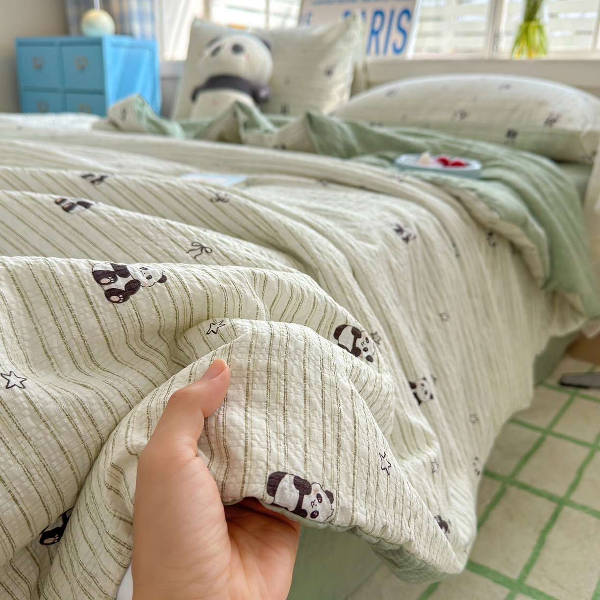 91家纺网 家纺一手货源 找家纺 （总）桔禾家纺 2026新款泡芙棉双层纱夏被夏凉被空调被四件套