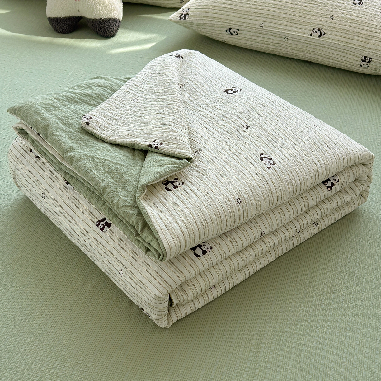 91家纺网 家纺一手货源 找家纺 （总）桔禾家纺 2026新款泡芙棉双层纱夏被夏凉被空调被四件套