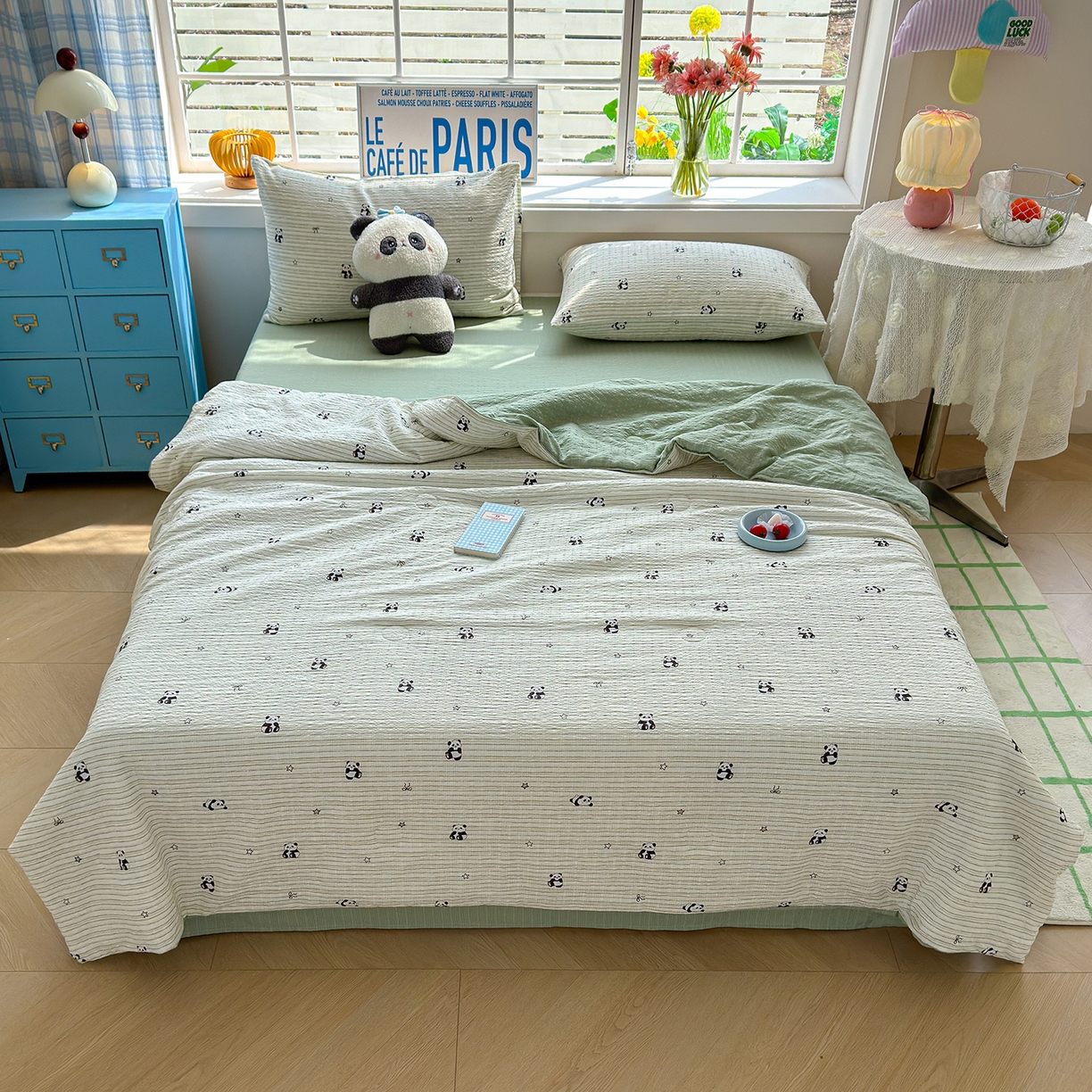 91家纺网 家纺一手货源 找家纺 （总）桔禾家纺 2026新款泡芙棉双层纱夏被夏凉被空调被四件套