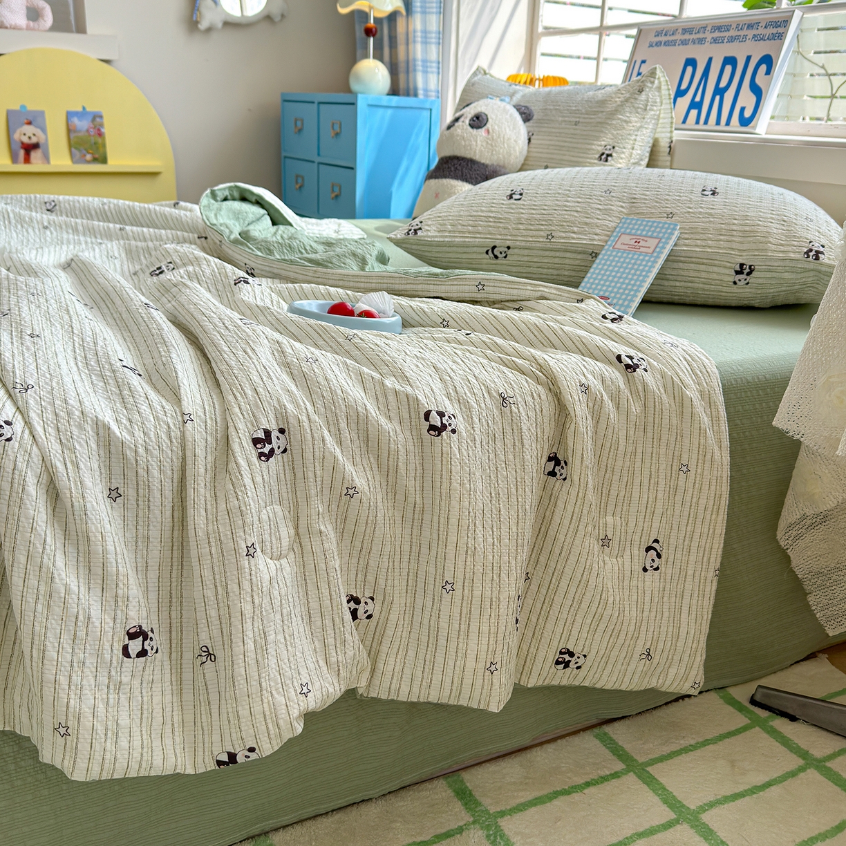 91家纺网 家纺一手货源 找家纺 （总）桔禾家纺 2026新款泡芙棉双层纱夏被夏凉被空调被四件套