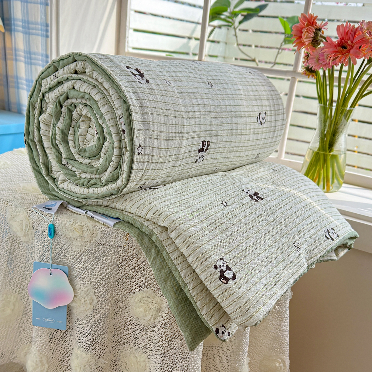 91家纺网 家纺一手货源 找家纺 （总）桔禾家纺 2026新款泡芙棉双层纱夏被夏凉被空调被四件套