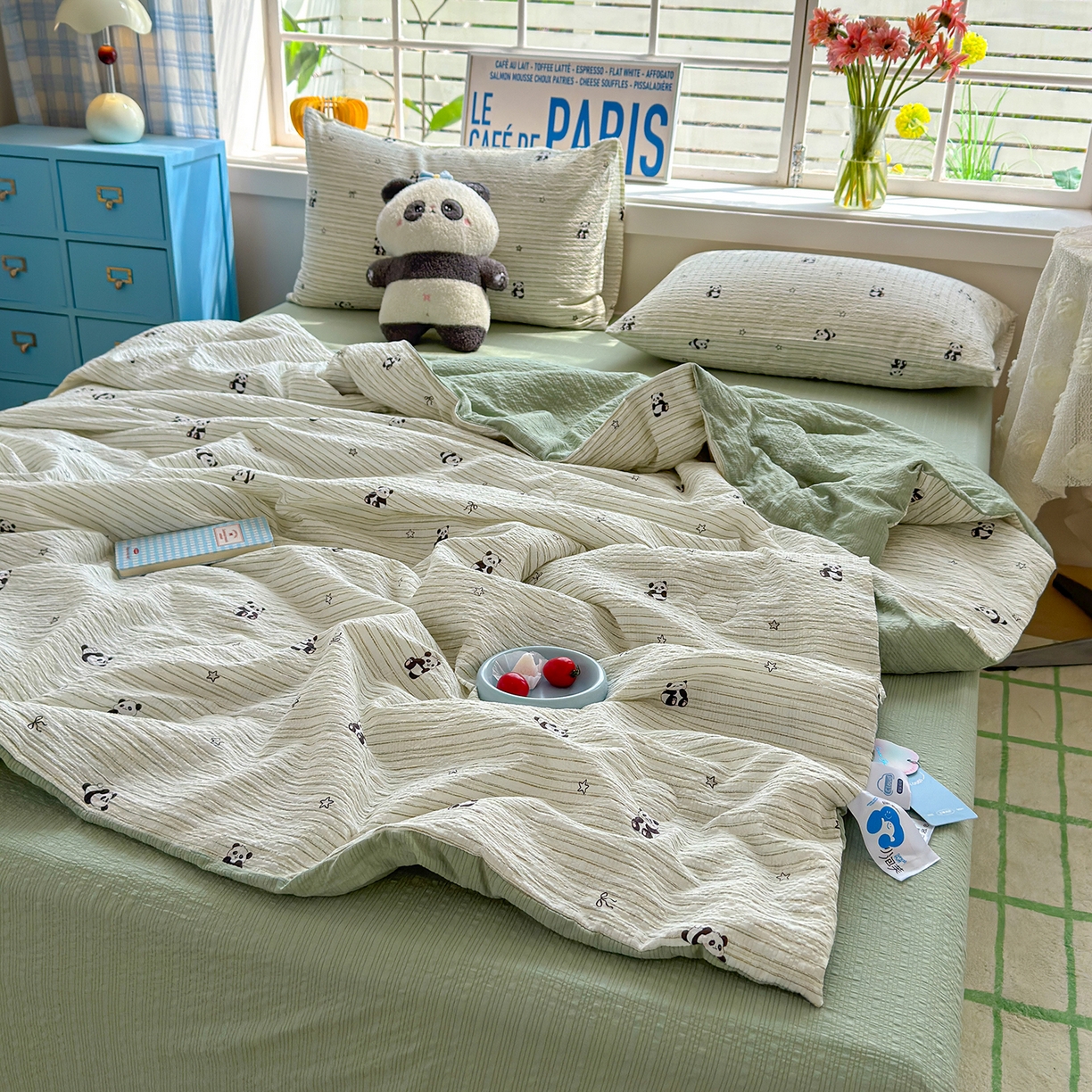 91家纺网 家纺一手货源 找家纺 （总）桔禾家纺 2026新款泡芙棉双层纱夏被夏凉被空调被四件套