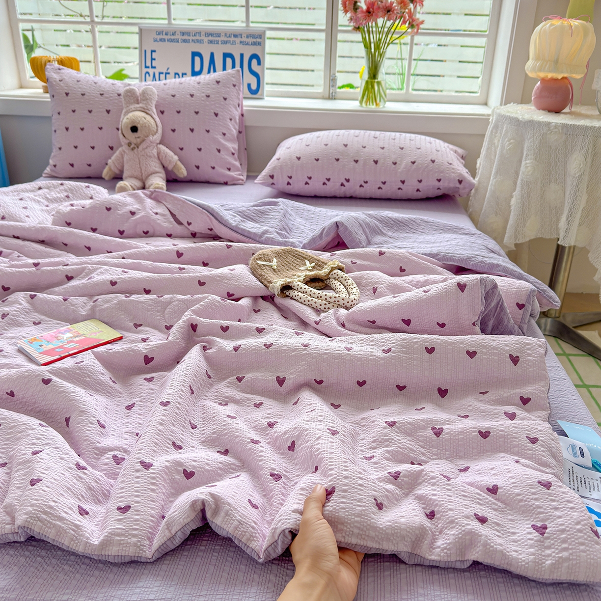 91家纺网 家纺一手货源 找家纺 （总）桔禾家纺 2026新款泡芙棉双层纱夏被夏凉被空调被四件套