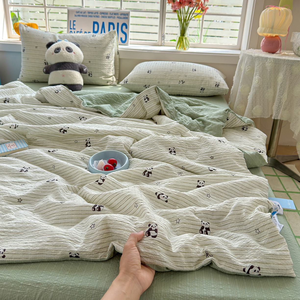 91家纺网 家纺一手货源 找家纺 （总）桔禾家纺 2026新款泡芙棉双层纱夏被夏凉被空调被四件套