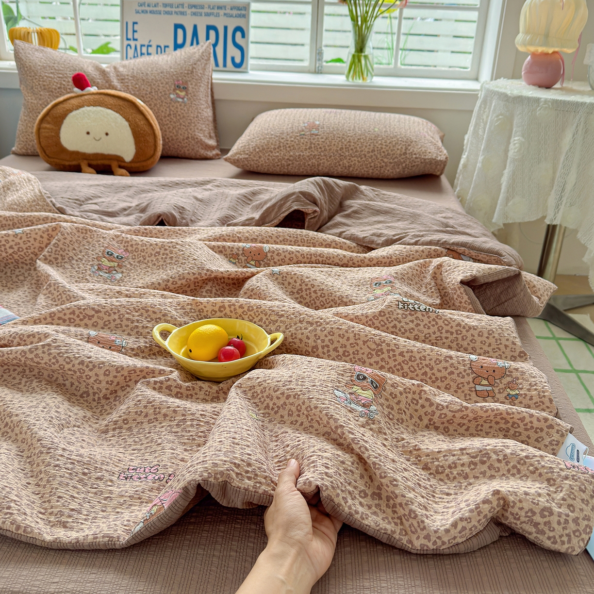 91家纺网 家纺一手货源 找家纺 （总）桔禾家纺 2026新款泡芙棉双层纱夏被夏凉被空调被四件套