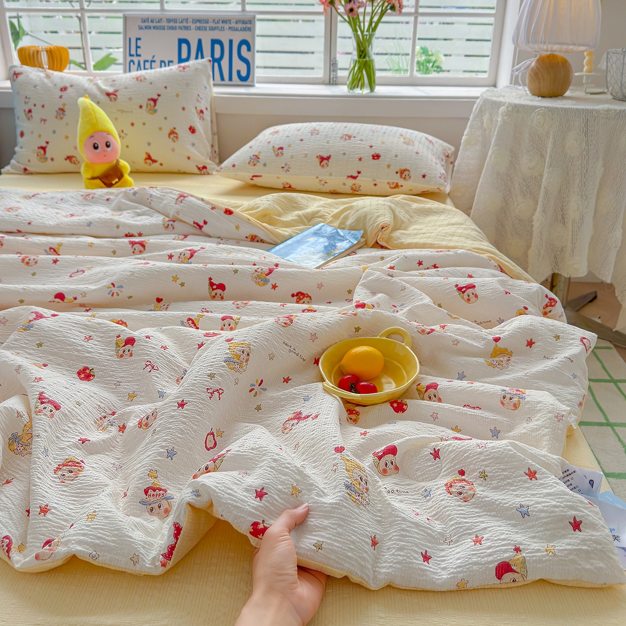 91家纺网 家纺一手货源 找家纺 （总）桔禾家纺 2026新款泡芙棉双层纱夏被夏凉被空调被四件套