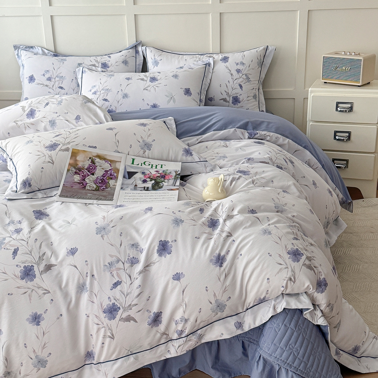 91家纺网 家纺一手货源 找家纺 星光耀 2026新款A类凉感天丝棉床盖四件套 温岚