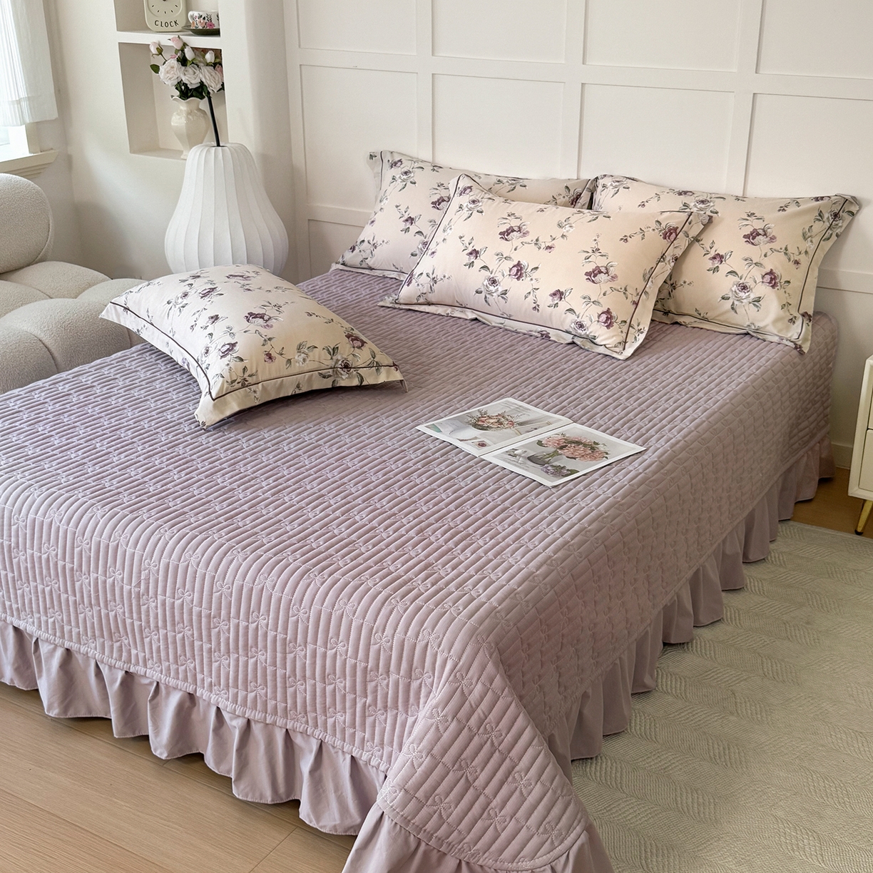 91家纺网 家纺一手货源 找家纺 星光耀 2026新款A类凉感天丝棉床盖四件套 安妮