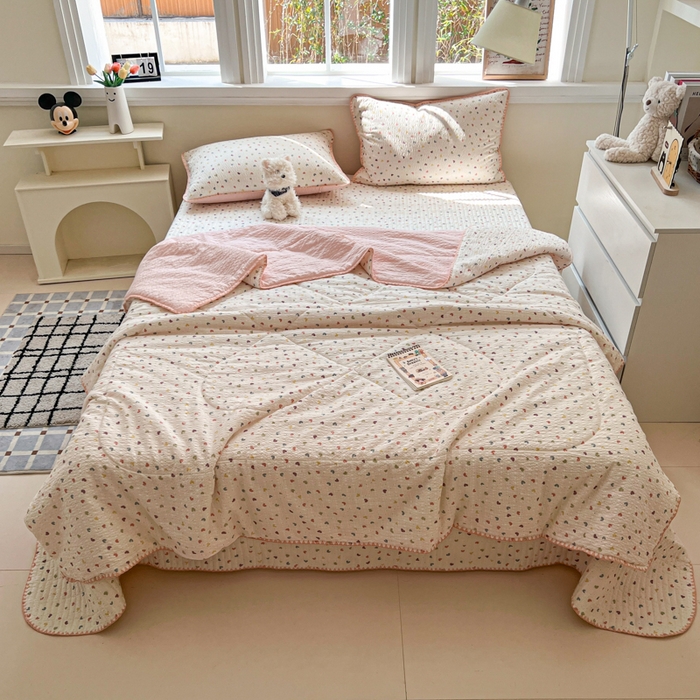 91家纺网 家纺一手货源 找家纺 （总）欧尚 2026新款泡芙纱三角针床盖夏被四件套