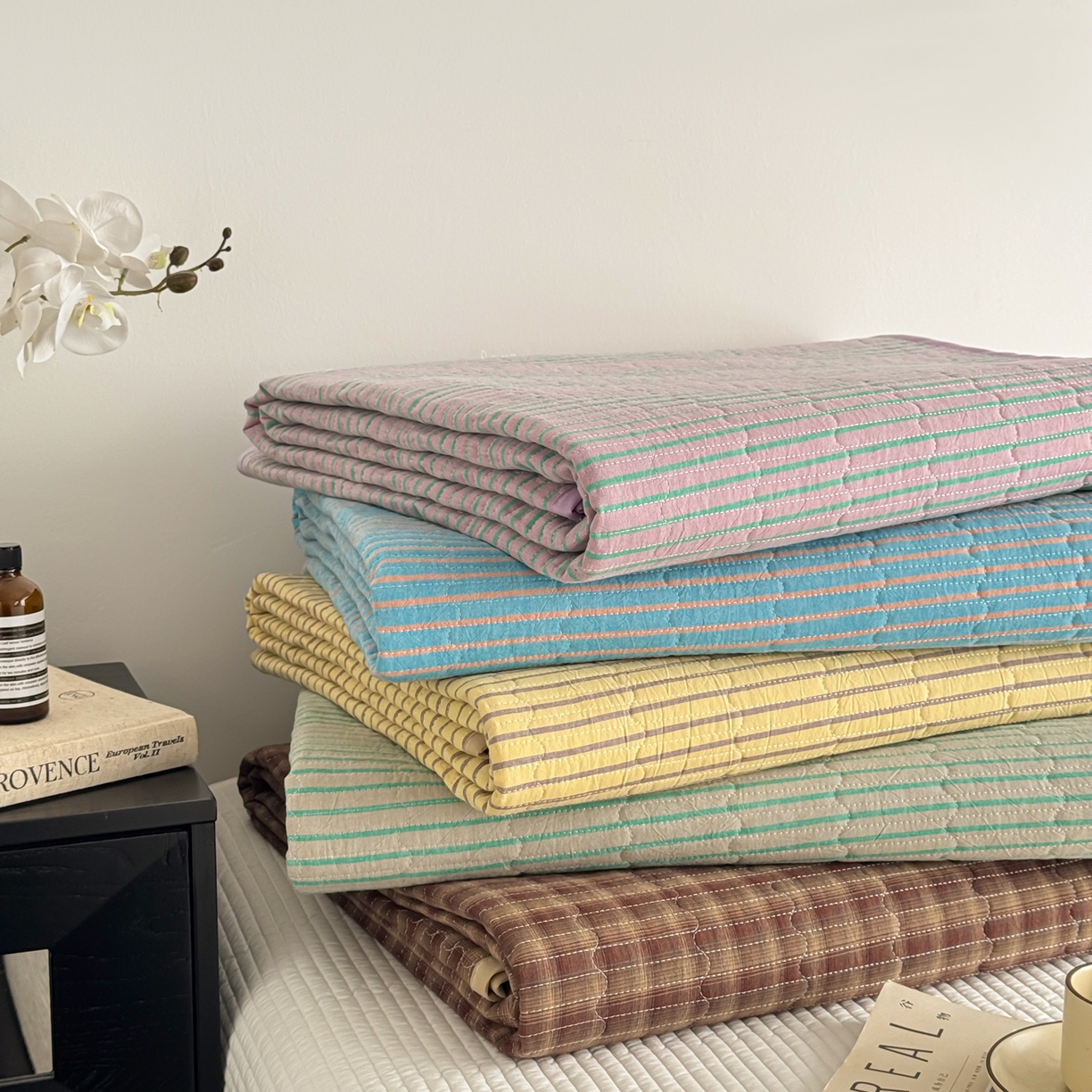 妮可 2026新款全棉色织水洗棉床盖四件套-伦敦生活系列 组合图仅供展示不可下单