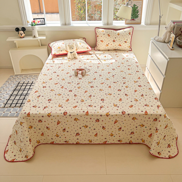 91家纺网 家纺一手货源 找家纺 欧尚 2026新款泡芙纱三角针床盖夏被四件套 旧街星星