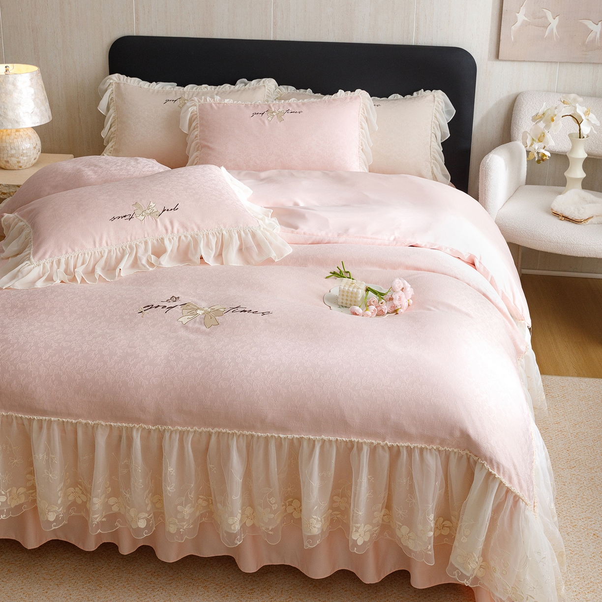 91家纺网 家纺一手货源 找家纺 （总）优贝家纺 2026新款提花冰丝刺绣床盖四件套