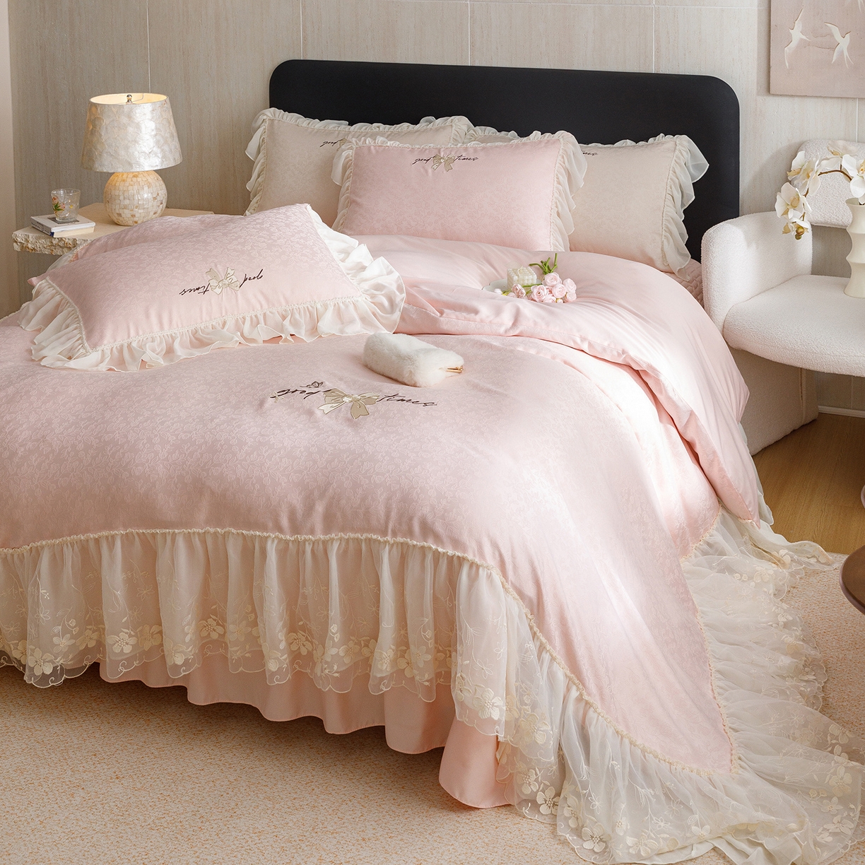 91家纺网 家纺一手货源 找家纺 （总）优贝家纺 2026新款提花冰丝刺绣床盖四件套