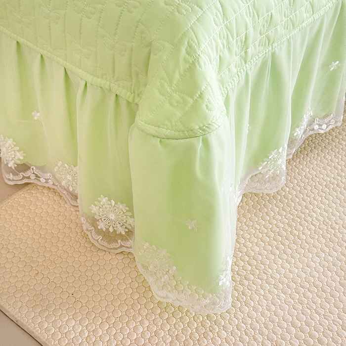 91家纺网 家纺一手货源 找家纺 苏米娜家纺SUMINA 2026韩版亲肤水洗棉公主风夏被床盖款-花涧绣梦 花涧绣梦-清新绿