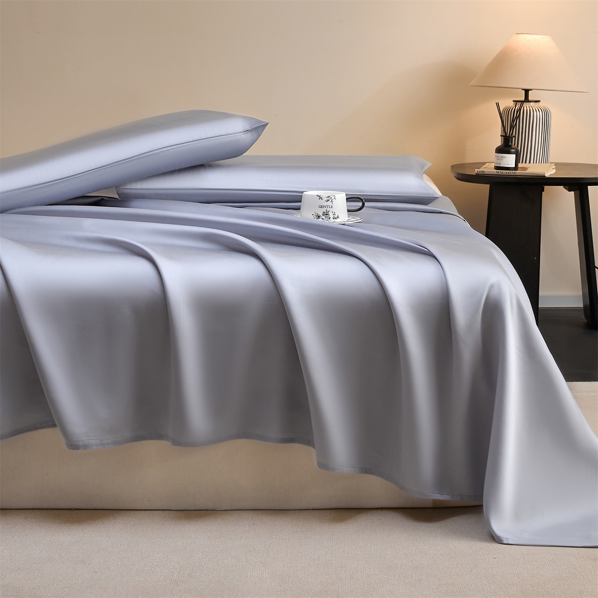 91家纺网 家纺一手货源 找家纺 （总）DC 2026新款莱赛尔天丝纯色单品床单