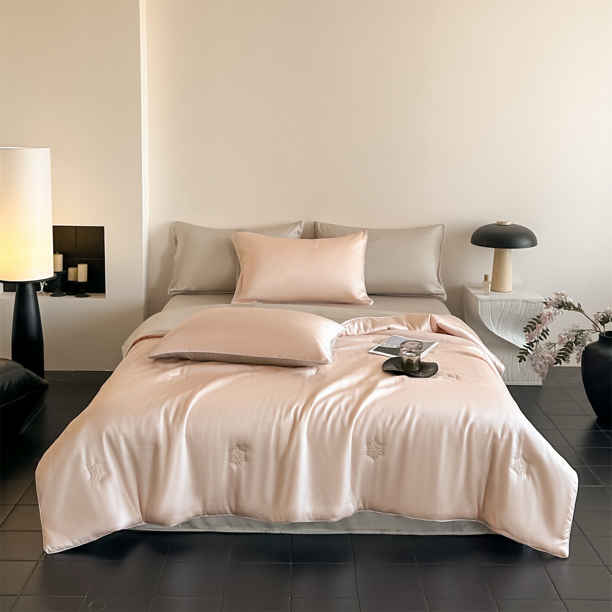 91家纺网 家纺一手货源 找家纺 （总）无界 2026新款水洗真丝夏被-麻绳雪花绗缝-伊芙琳