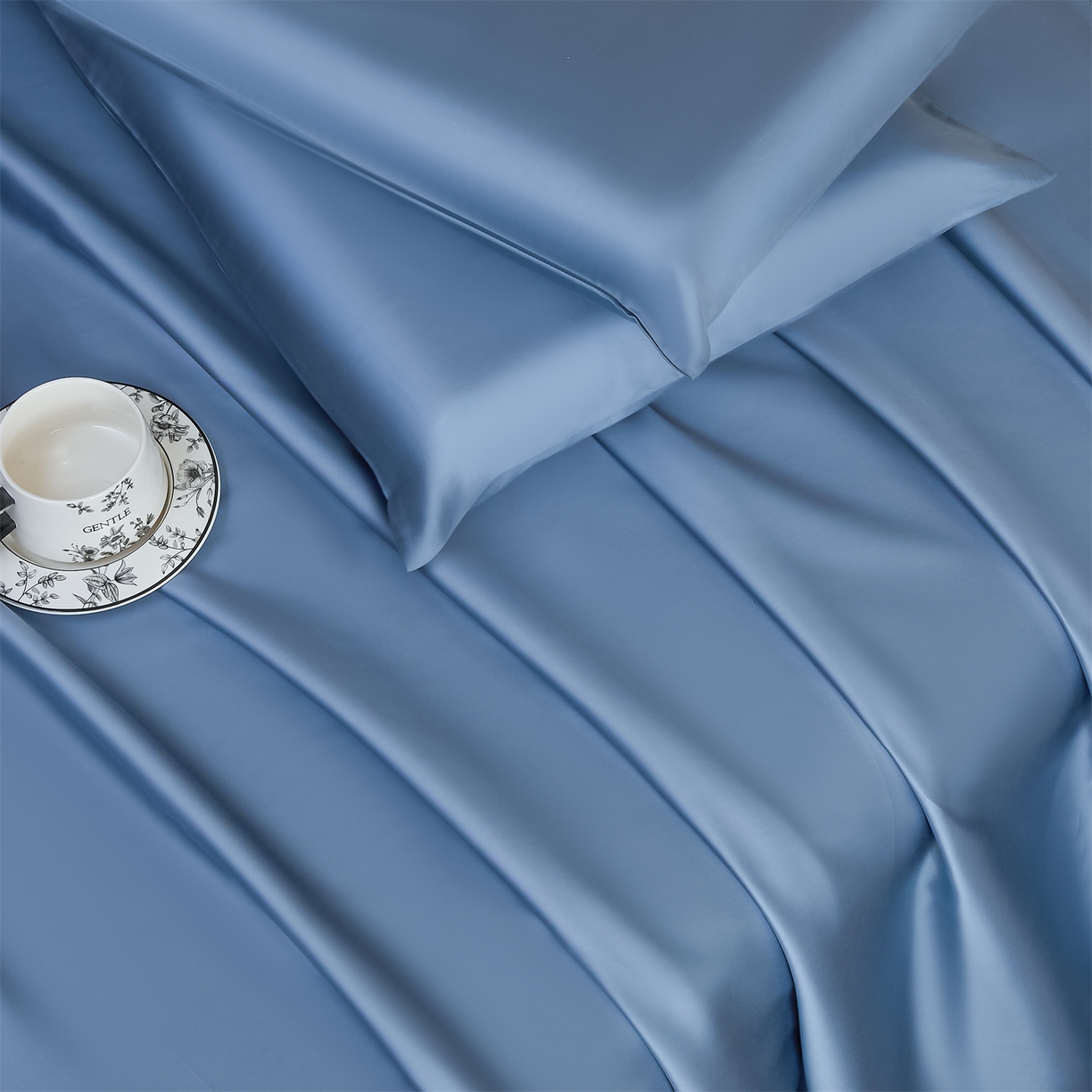 91家纺网 家纺一手货源 找家纺 DC 2026新款莱赛尔天丝纯色单品床单 梵高蓝