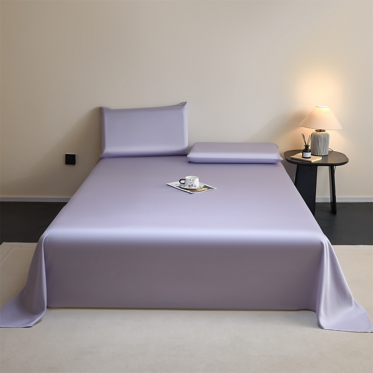 91家纺网 家纺一手货源 找家纺 DC 2026新款莱赛尔天丝纯色单品床单 风信紫