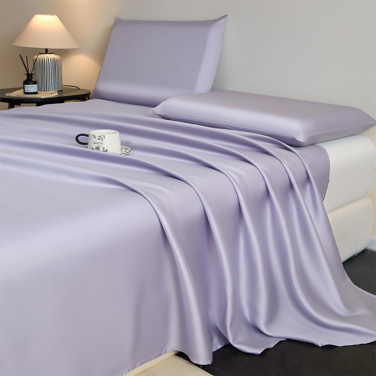 91家纺网 家纺一手货源 找家纺 DC 2026新款莱赛尔天丝纯色单品床单 风信紫