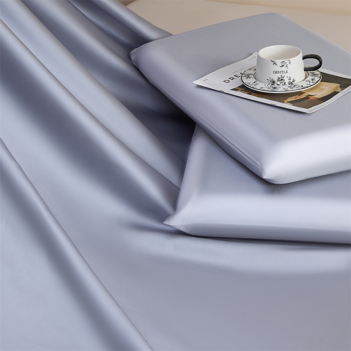 91家纺网 家纺一手货源 找家纺 DC 2026新款莱赛尔天丝纯色单品床单 极光蓝