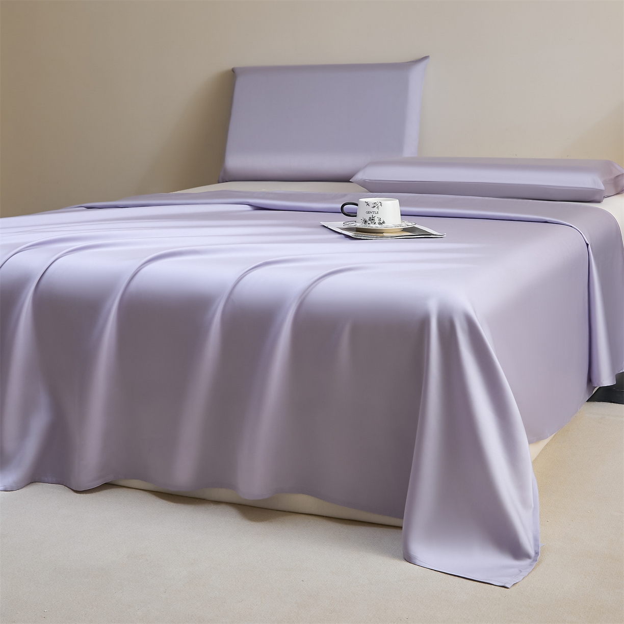 91家纺网 家纺一手货源 找家纺 DC 2026新款莱赛尔天丝纯色单品床单 风信紫