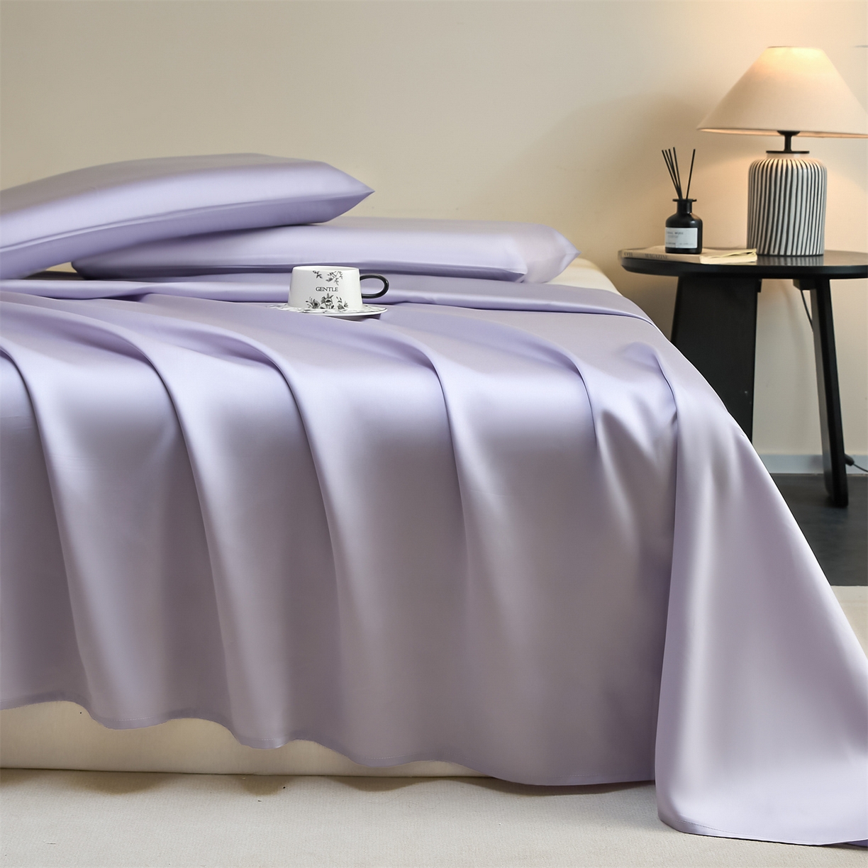 DC 2026新款莱赛尔天丝纯色单品床单 风信紫