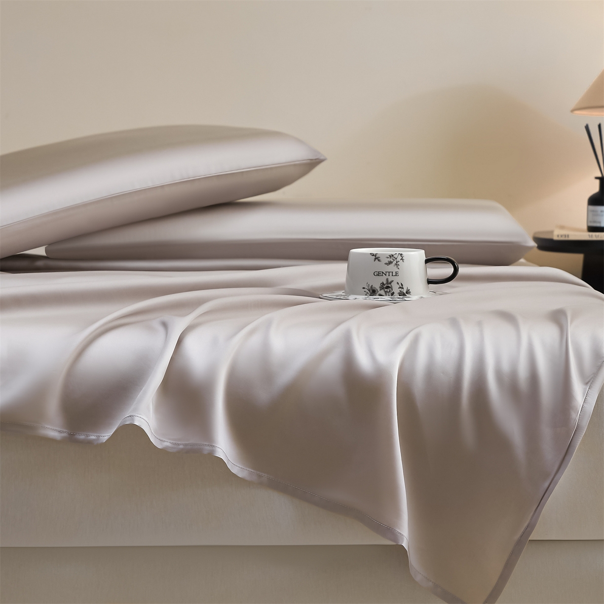 91家纺网 家纺一手货源 找家纺 DC 2026新款莱赛尔天丝纯色单品床单 流沙灰