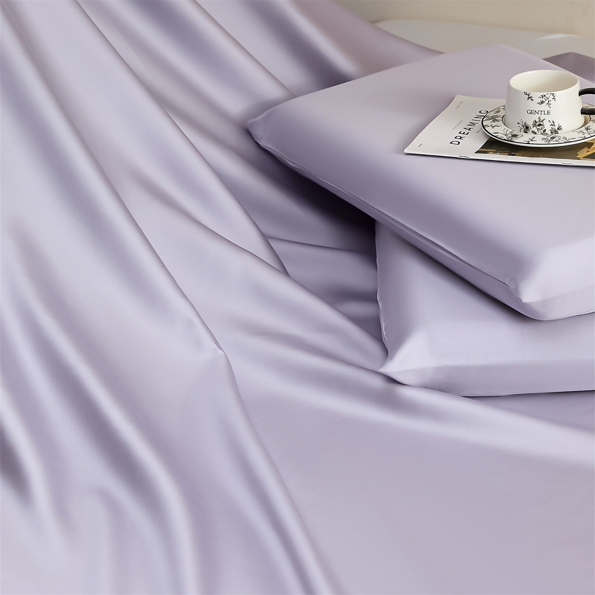 91家纺网 家纺一手货源 找家纺 DC 2026新款莱赛尔天丝纯色单品床单 风信紫