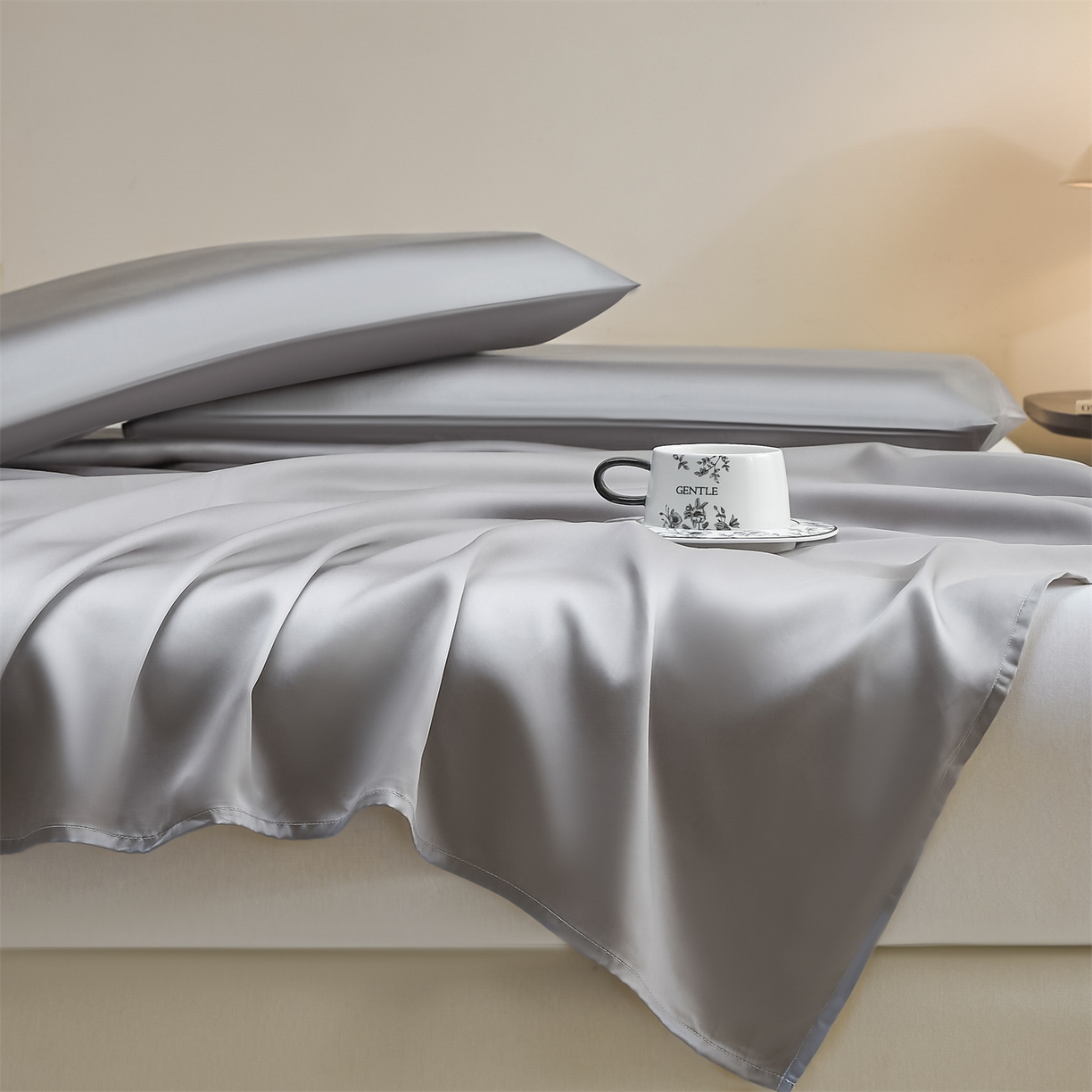 91家纺网 家纺一手货源 找家纺 DC 2026新款莱赛尔天丝纯色单品床单 经典灰