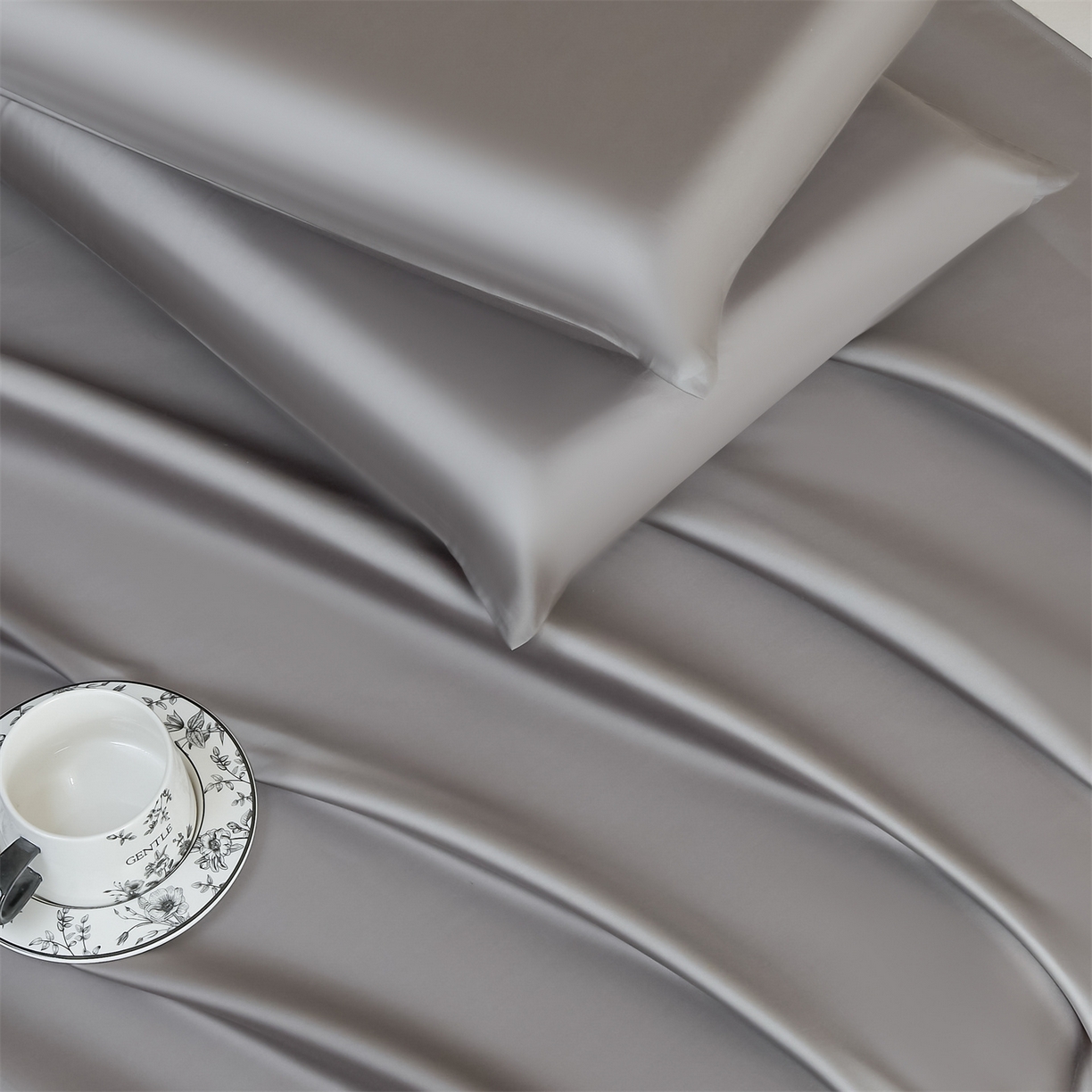 91家纺网 家纺一手货源 找家纺 DC 2026新款莱赛尔天丝纯色单品床单 经典灰