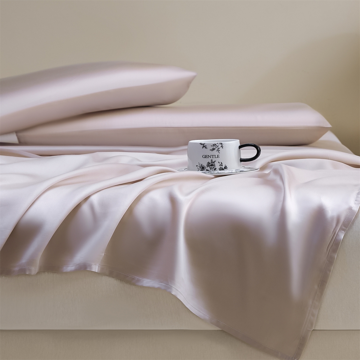 91家纺网 家纺一手货源 找家纺 DC 2026新款莱赛尔天丝纯色单品床单 浅茶