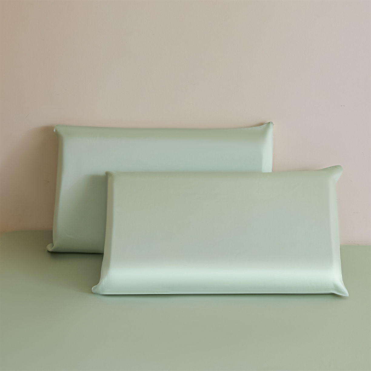 91家纺网 家纺一手货源 找家纺 DC 2026新款莱赛尔天丝纯色单品床单 亚丁绿