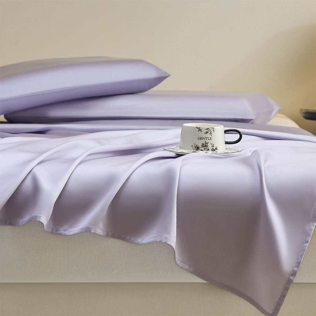 91家纺网 家纺一手货源 找家纺 DC 2026新款莱赛尔天丝纯色单品床单 风信紫