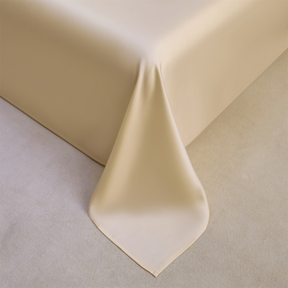 91家纺网 家纺一手货源 找家纺 DC 2026新款莱赛尔天丝纯色单品床单 杏白