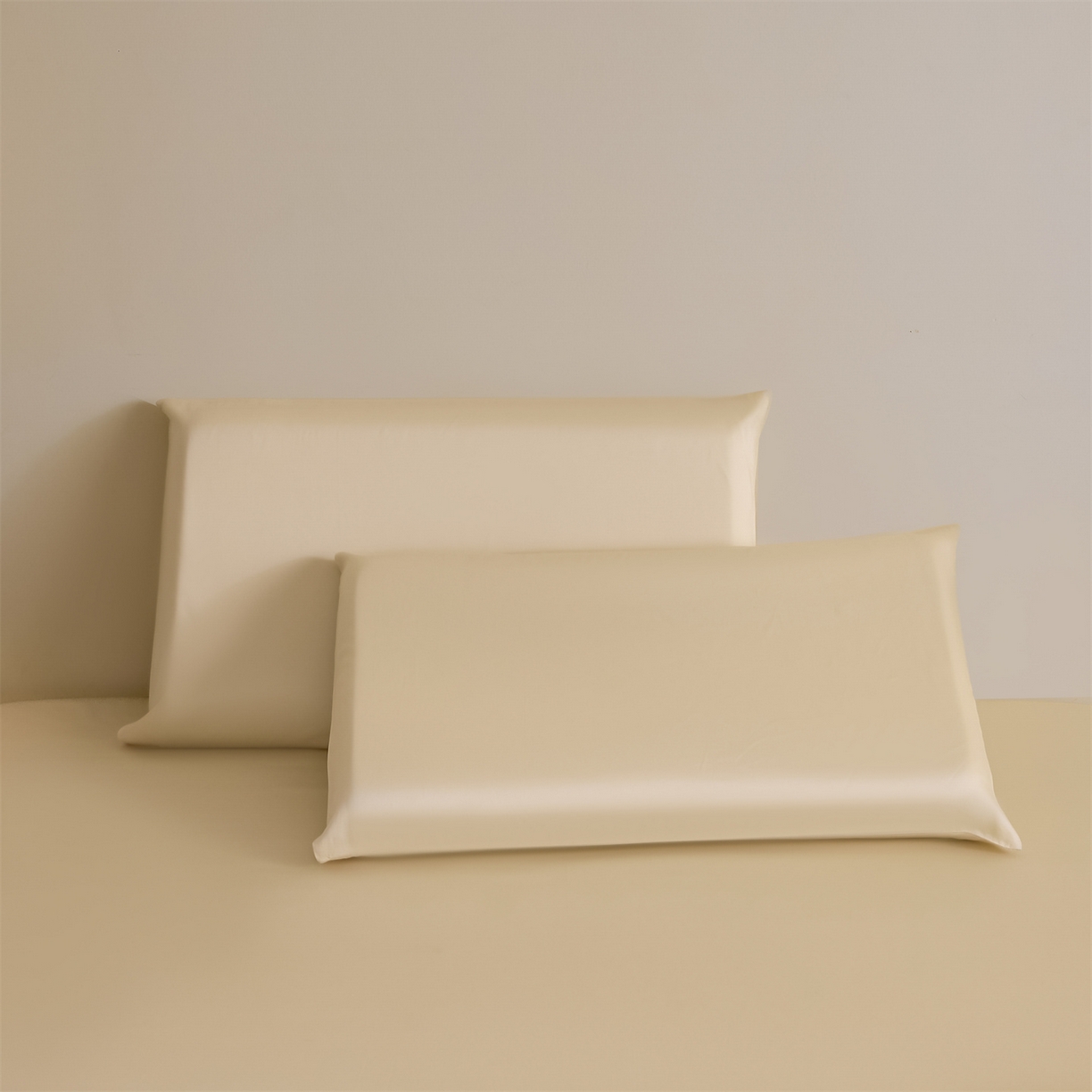 91家纺网 家纺一手货源 找家纺 DC 2026新款莱赛尔天丝纯色单品床单 杏白