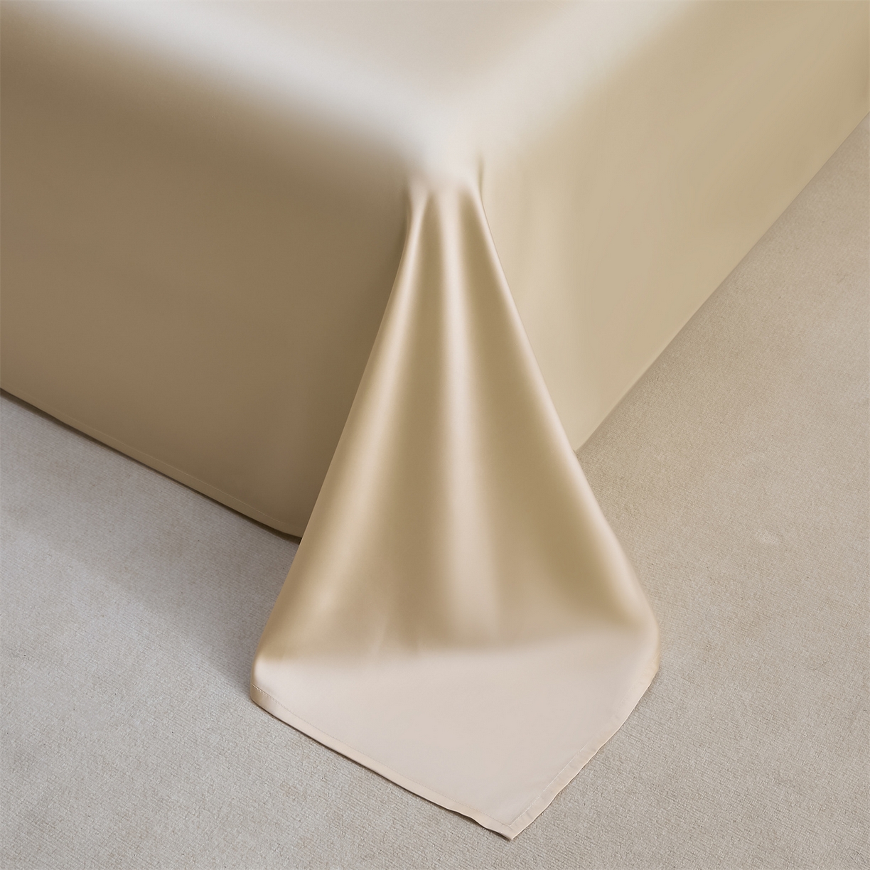 91家纺网 家纺一手货源 找家纺 DC 2026新款莱赛尔天丝纯色单品床单 卡其