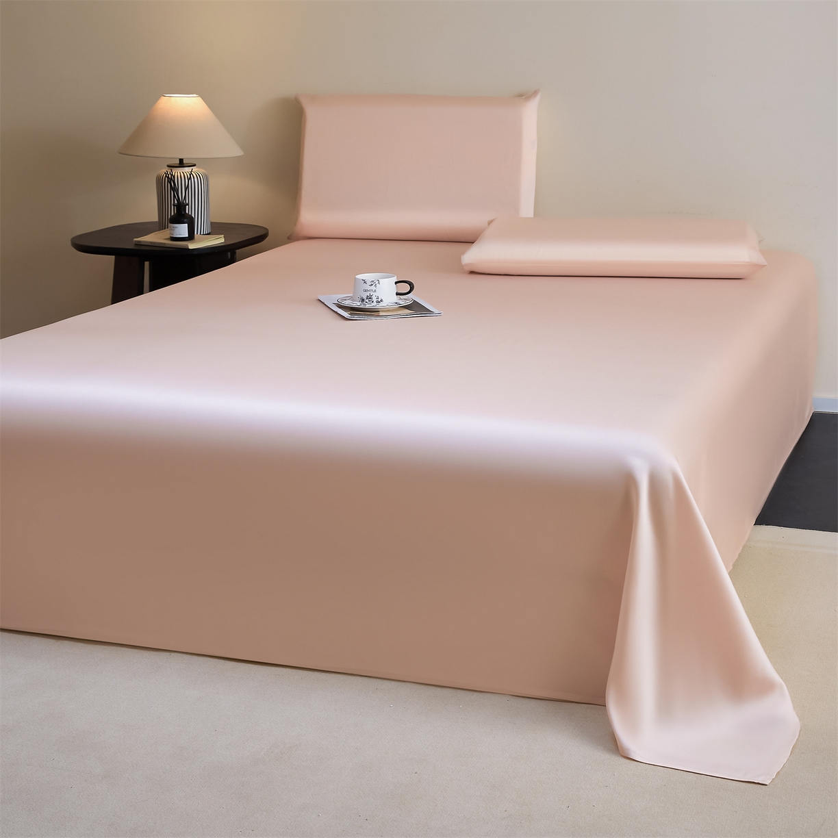 91家纺网 家纺一手货源 找家纺 DC 2026新款莱赛尔天丝纯色单品床单 素粉