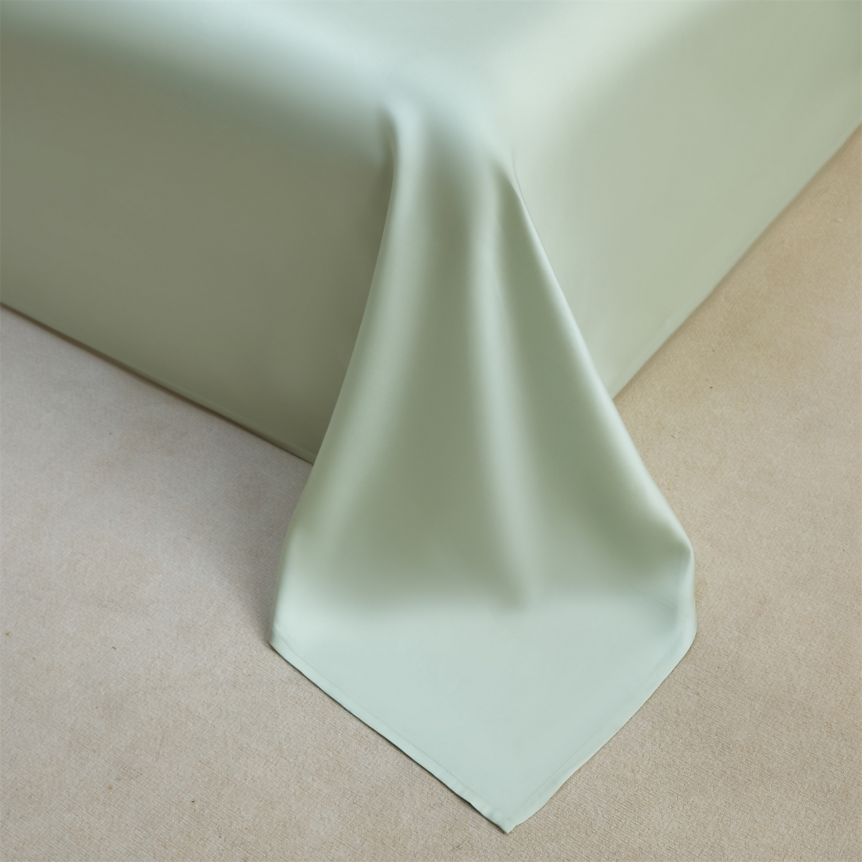 91家纺网 家纺一手货源 找家纺 DC 2026新款莱赛尔天丝纯色单品床单 亚丁绿