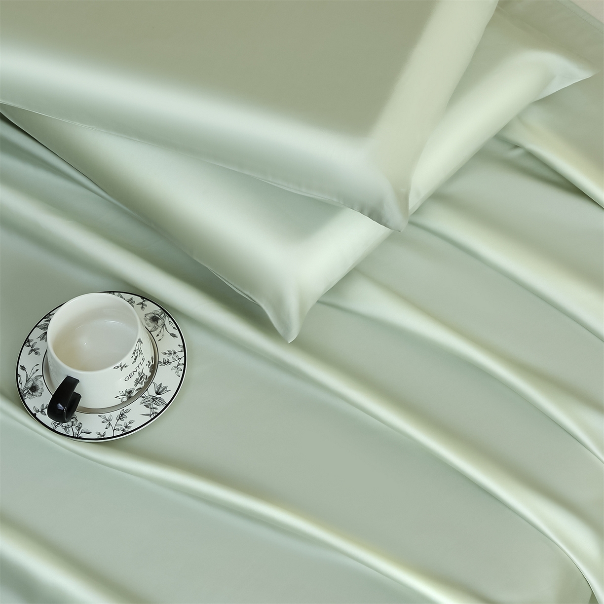 91家纺网 家纺一手货源 找家纺 DC 2026新款莱赛尔天丝纯色单品床单 亚丁绿