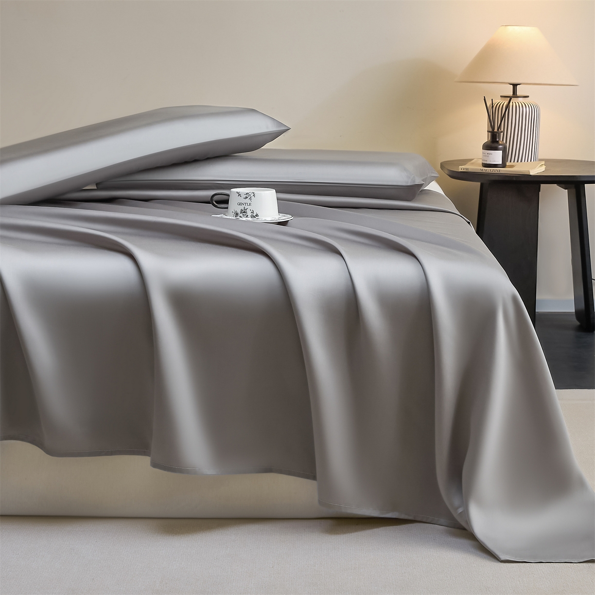 DC 2026新款莱赛尔天丝纯色单品床单 经典灰