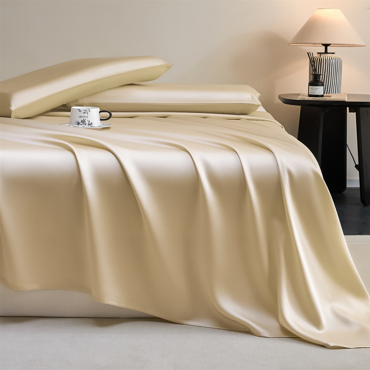 DC 2026新款莱赛尔天丝纯色单品床单 卡其