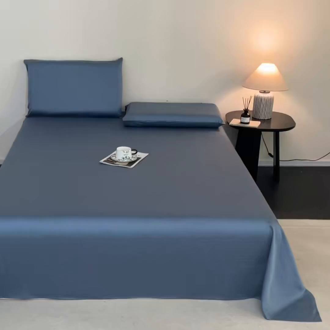 91家纺网 家纺一手货源 找家纺 DC 2026新款莱赛尔天丝纯色单品床单 梵高蓝