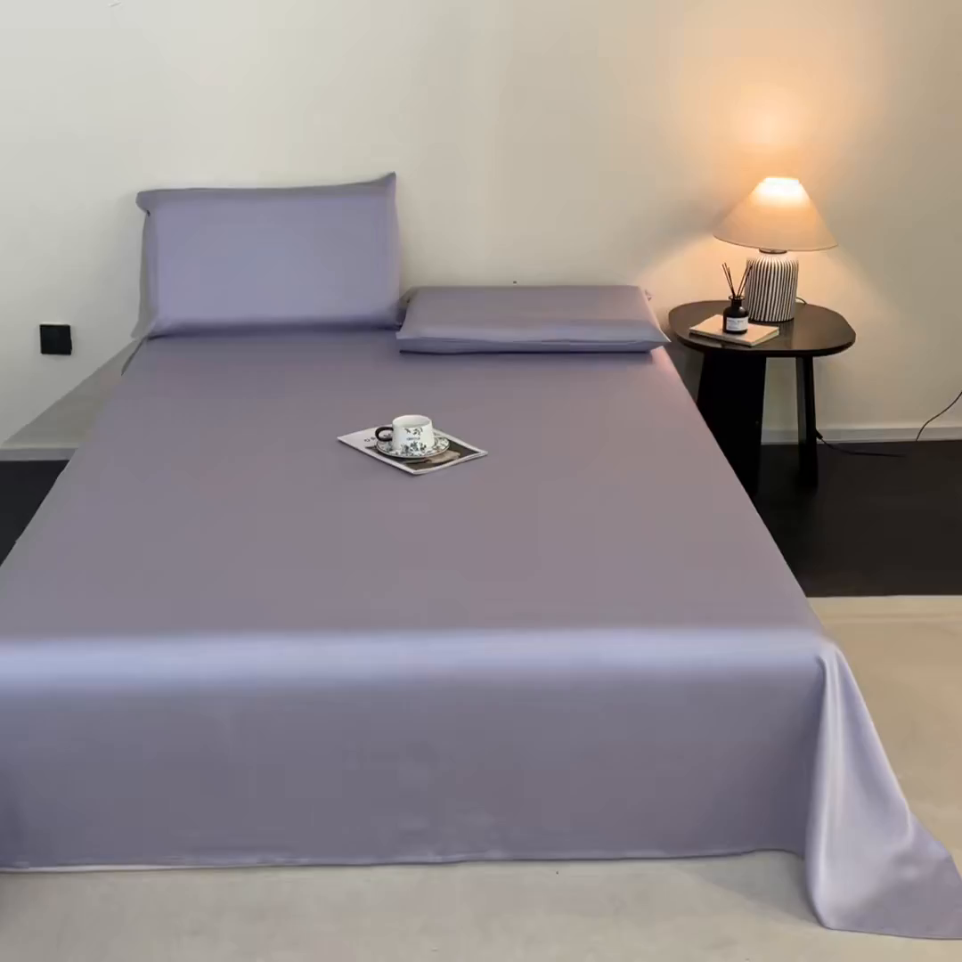 91家纺网 家纺一手货源 找家纺 DC 2026新款莱赛尔天丝纯色单品床单 风信紫