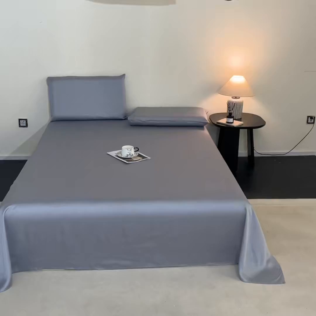 91家纺网 家纺一手货源 找家纺 DC 2026新款莱赛尔天丝纯色单品床单 极光蓝