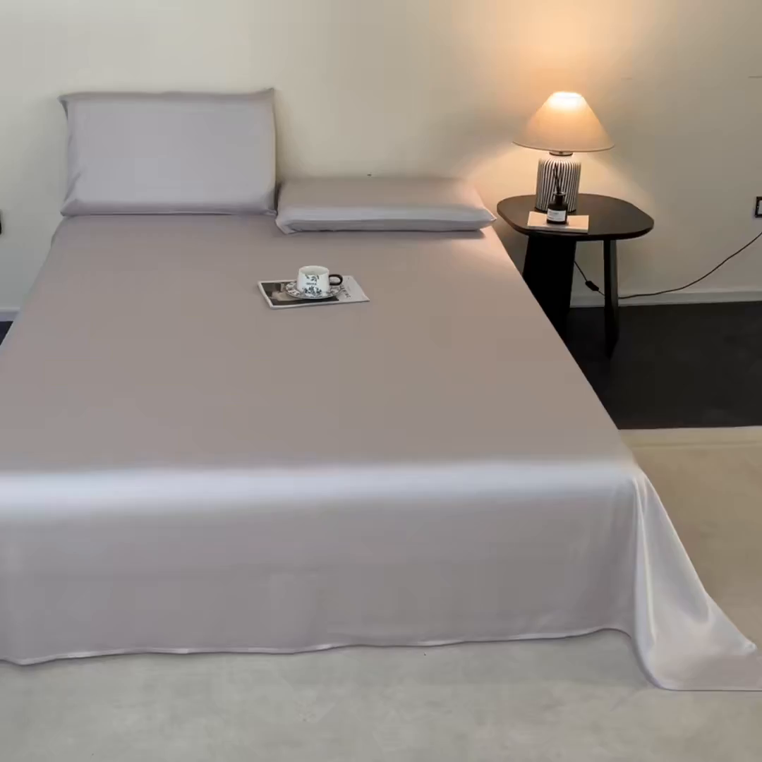 91家纺网 家纺一手货源 找家纺 DC 2026新款莱赛尔天丝纯色单品床单 浅茶