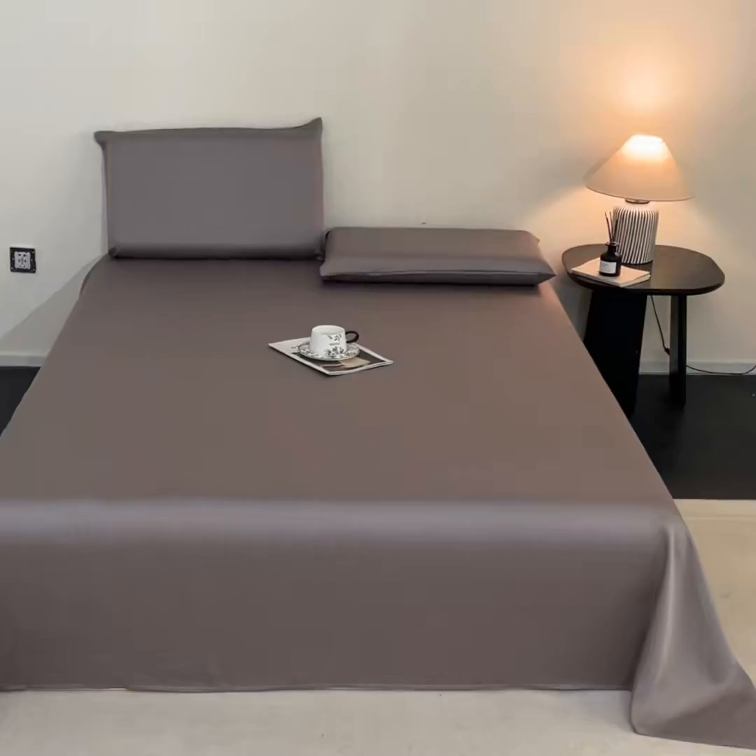 91家纺网 家纺一手货源 找家纺 DC 2026新款莱赛尔天丝纯色单品床单 经典灰