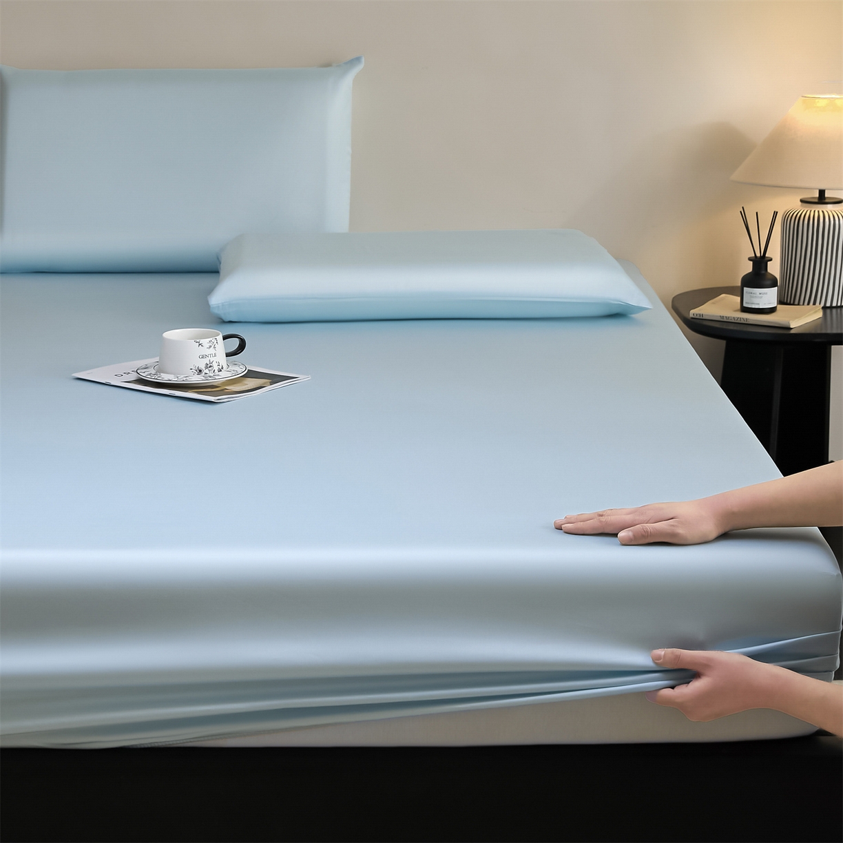 91家纺网 家纺一手货源 找家纺 （总）DC 2026新款莱赛尔天丝纯色单品床笠