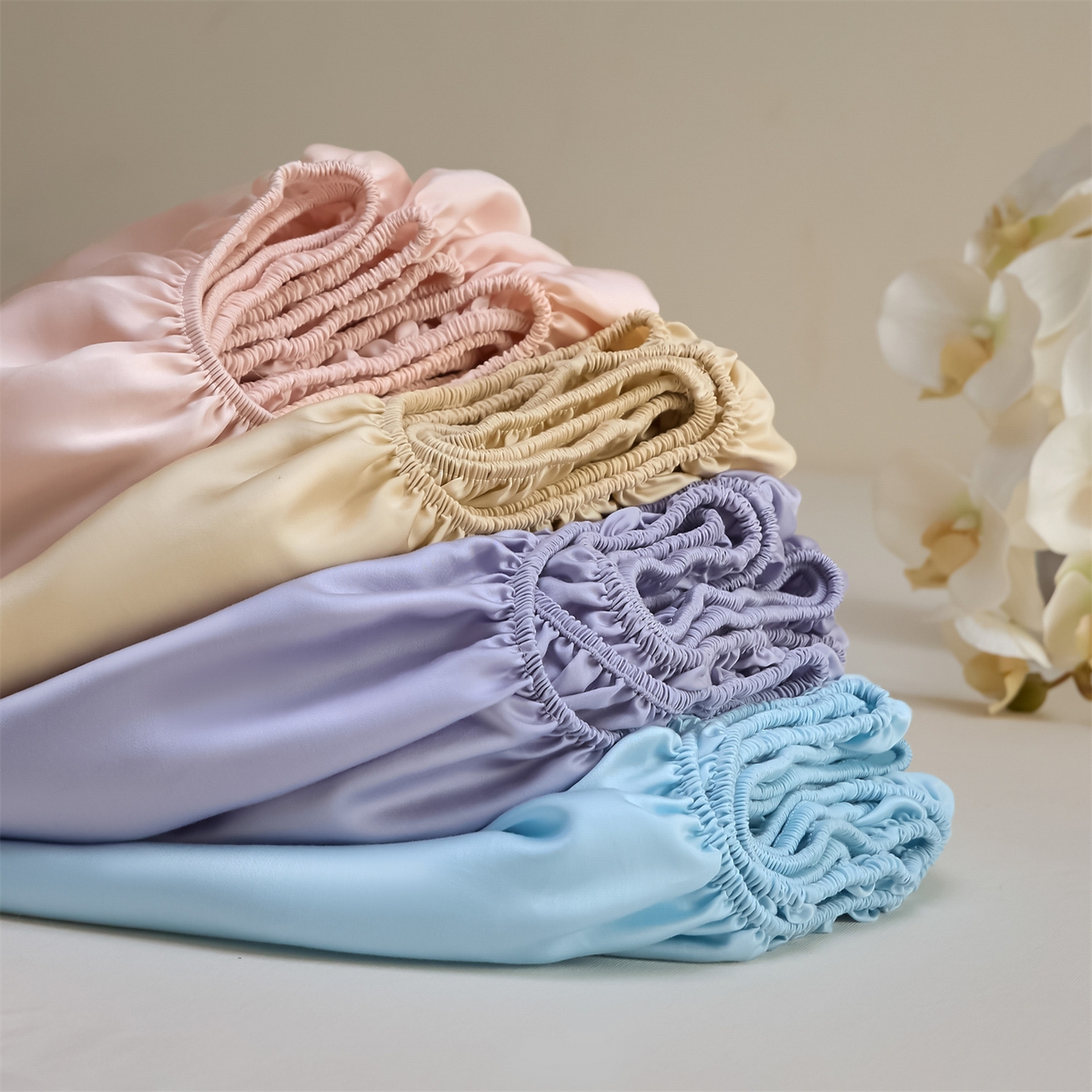 91家纺网 家纺一手货源 找家纺 DC 2026新款莱赛尔天丝纯色单品床笠 叠拍