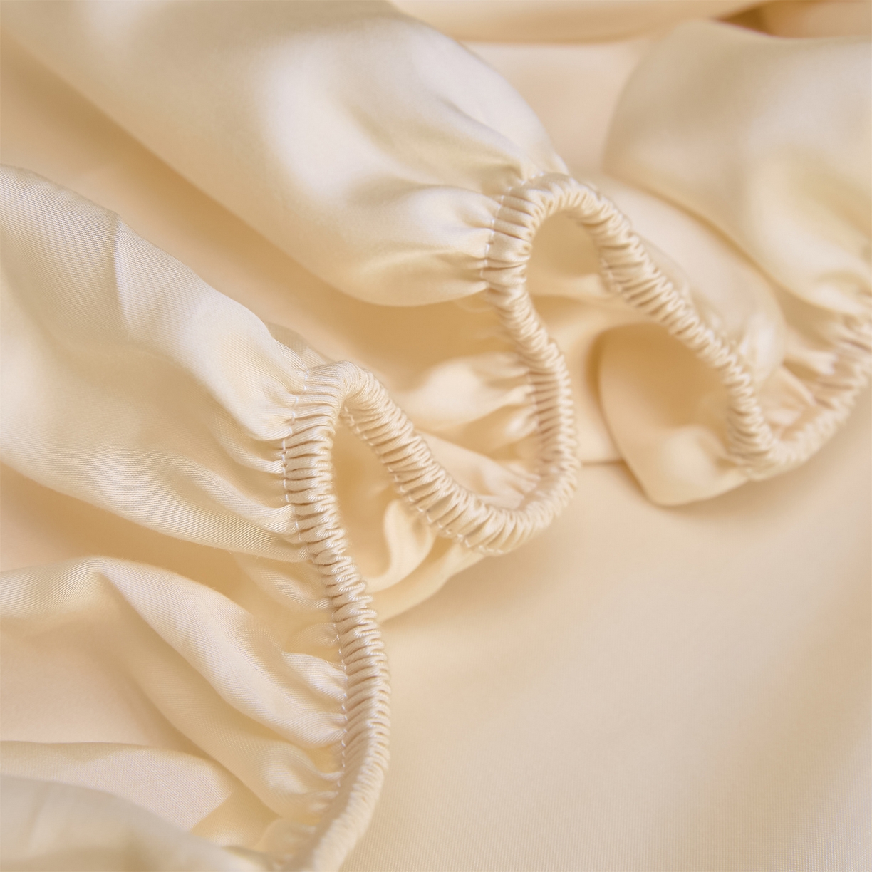 91家纺网 家纺一手货源 找家纺 DC 2026新款莱赛尔天丝纯色单品床笠 杏白