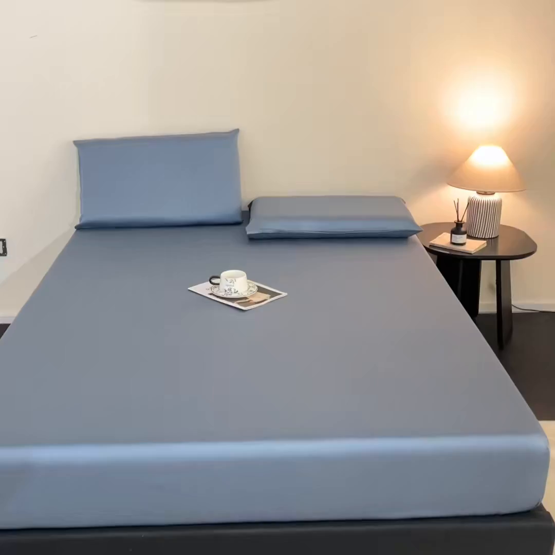 91家纺网 家纺一手货源 找家纺 DC 2026新款莱赛尔天丝纯色单品床笠 梵高蓝